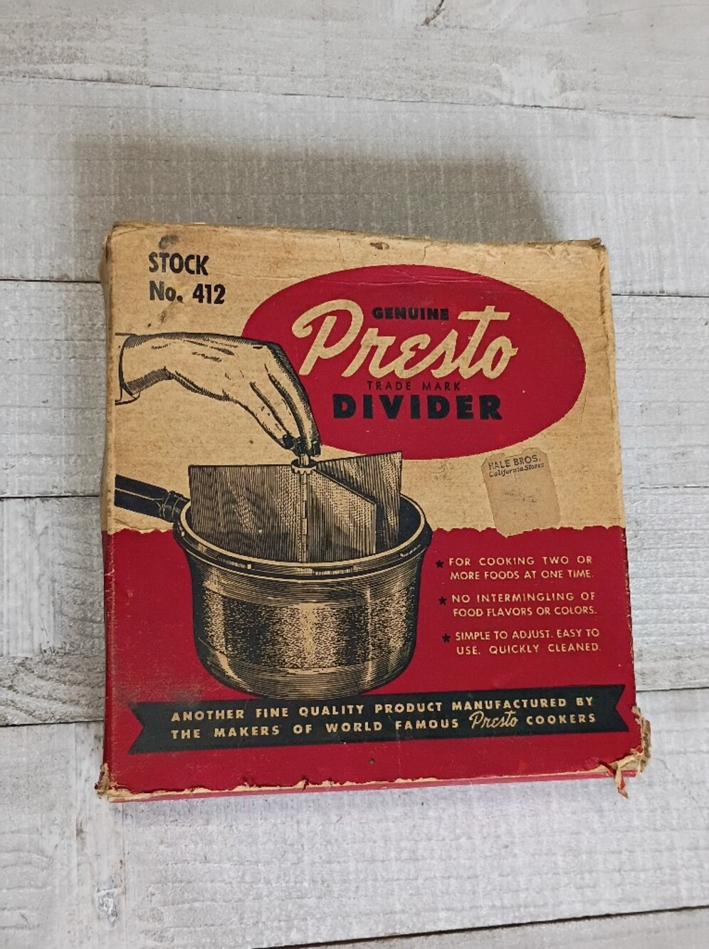Vintage Presto Pressure Cooker 4 Qt Pot Divider Insert No. 412 Original Box
